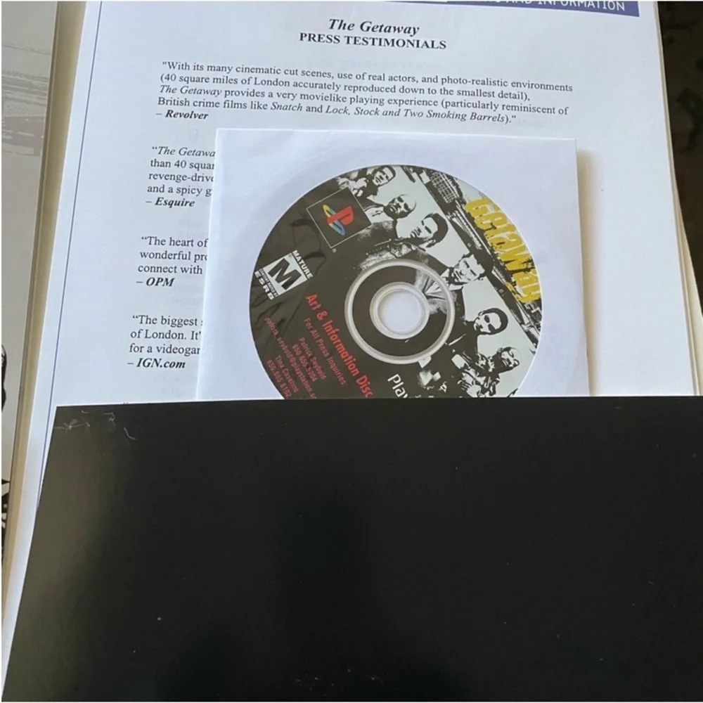 The Getaway Press Kit Folder Ps2